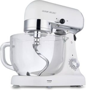 خلاط كهربائي قائم من شركة السيف مع وعاء زجاجي فريد، 1000 واط، E02227-WH (أفضل عجانة من السيف)