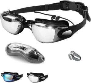 Bright Color Plated Swim Goggles Earplug Integration Swimming Glasses - احسن نظارة سباحة