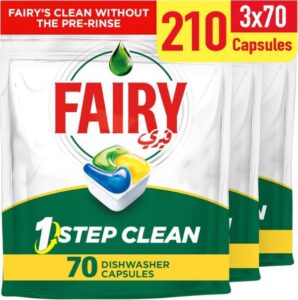 أقراص فيري لتنظيف غسالة الأطباق الأوتوماتيكية بخطوة واحدة برائحة الليمون، 3 × 70 قرصًا