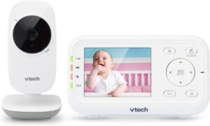 جهاز مراقبة الأطفال VTech مع رؤية ليلية تلقائية بمدى طويل يصل إلى 1000 قدم وشاشة مقاس 2.8 بوصة - افضل اجهزة مراقبة الاطفال